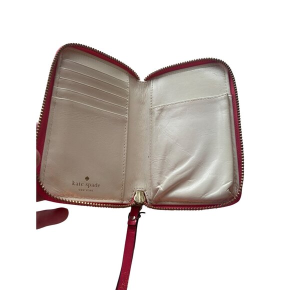 Kate Spade Stacy Montford Park Hot Pink Patent Leather Bi-Fold Wallet With Bow - Picture 6 of 8